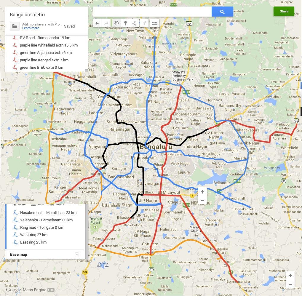 Namma地铁第3阶段路线图