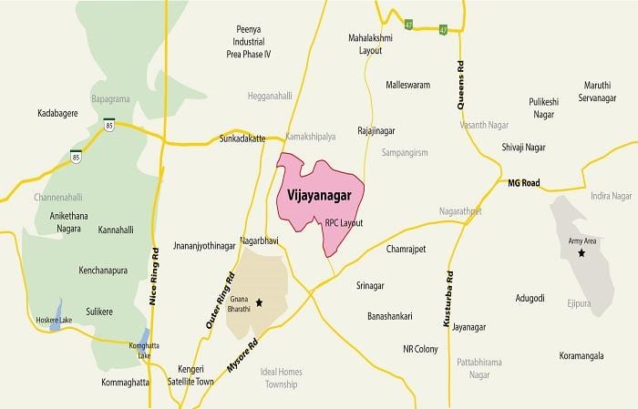 地图Vijayanagar班加罗尔